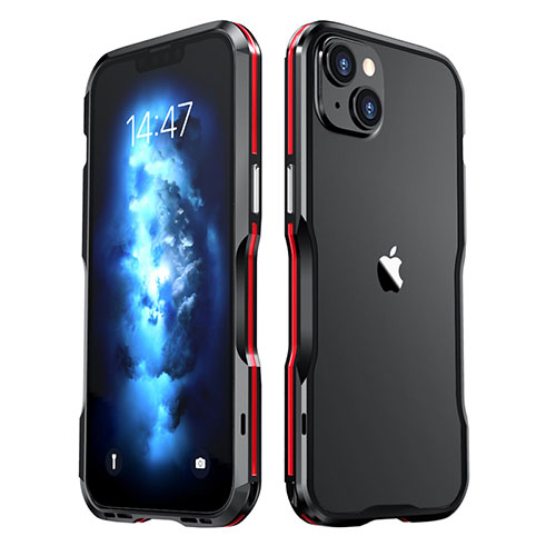 Luxury Aluminum Metal Frame Cover Case LF2 for Apple iPhone 14 Red and Black