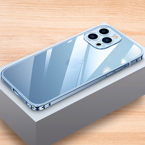 Luxury Aluminum Metal Frame Cover Case LK1 for Apple iPhone 14 Pro Max Blue