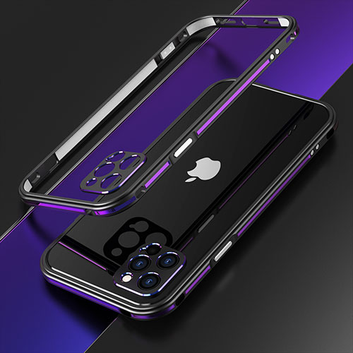 Luxury Aluminum Metal Frame Cover Case N01 for Apple iPhone 12 Pro Purple