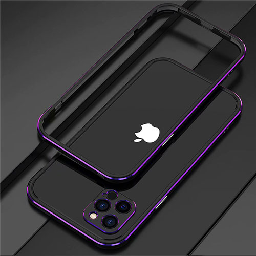 Luxury Aluminum Metal Frame Cover Case N02 for Apple iPhone 12 Pro Max Purple