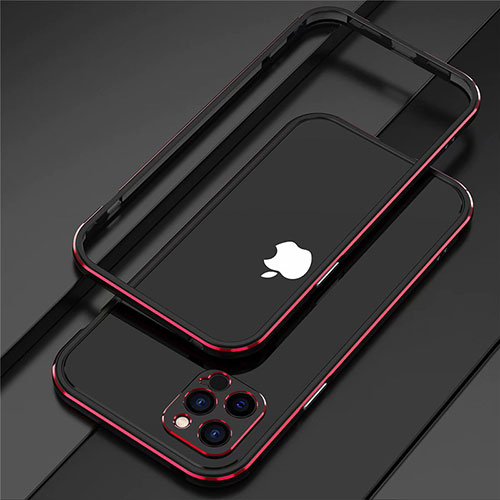 Luxury Aluminum Metal Frame Cover Case N02 for Apple iPhone 12 Pro Red and Black