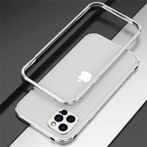 Luxury Aluminum Metal Frame Cover Case N02 for Apple iPhone 12 Pro Silver