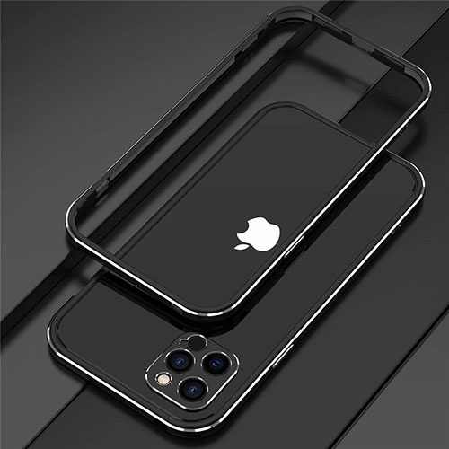 Luxury Aluminum Metal Frame Cover Case N02 for Apple iPhone 12 Pro Silver and Black