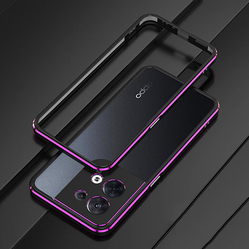 Luxury Aluminum Metal Frame Cover Case S01 for Oppo Reno8 5G Purple