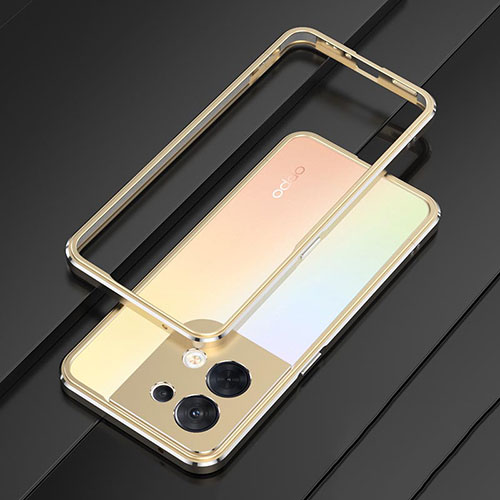 Luxury Aluminum Metal Frame Cover Case S01 for Oppo Reno9 Pro 5G Gold