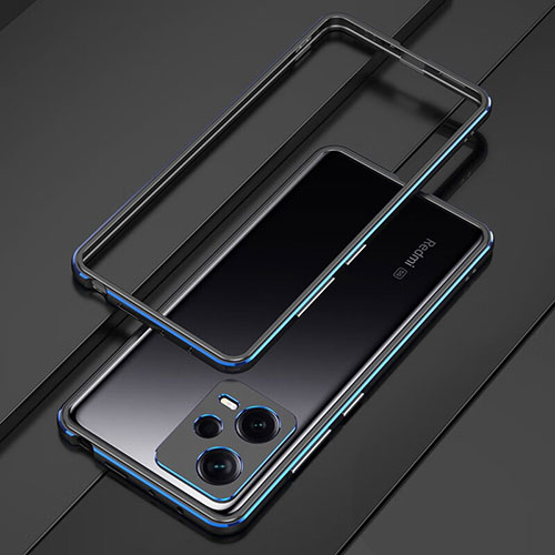 Luxury Aluminum Metal Frame Cover Case S01 for Xiaomi Redmi Note 12 Pro 5G Blue and Black