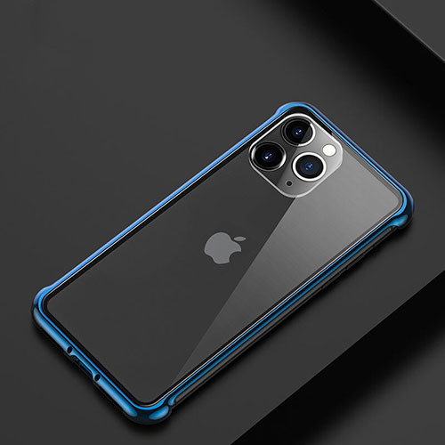 Luxury Aluminum Metal Frame Cover Case T01 for Apple iPhone 11 Pro Max Blue
