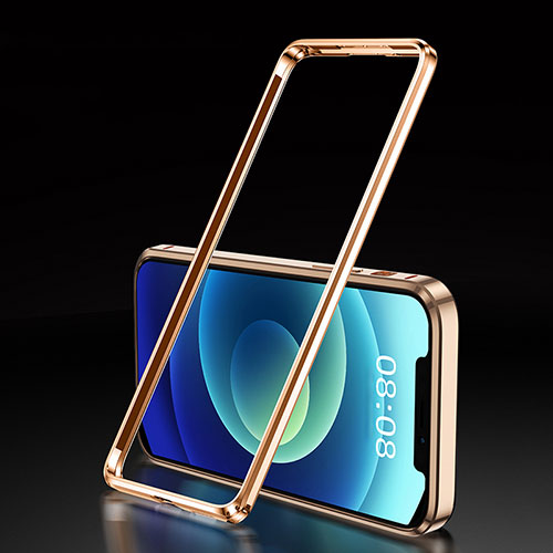 Luxury Aluminum Metal Frame Cover Case T01 for Apple iPhone 12 Mini Gold