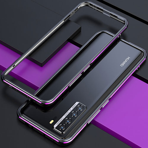 Luxury Aluminum Metal Frame Cover Case T01 for Huawei Nova 7 SE 5G Purple and Blue