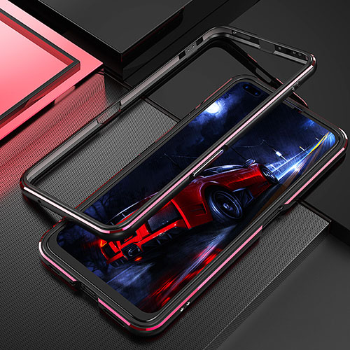 Luxury Aluminum Metal Frame Cover Case T01 for Realme X50 Pro 5G Red and Black