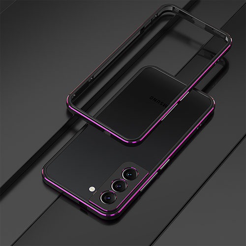 Luxury Aluminum Metal Frame Cover Case T01 for Samsung Galaxy S21 5G Purple