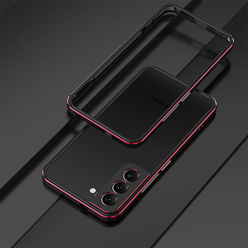 Luxury Aluminum Metal Frame Cover Case T01 for Samsung Galaxy S21 5G Red and Black