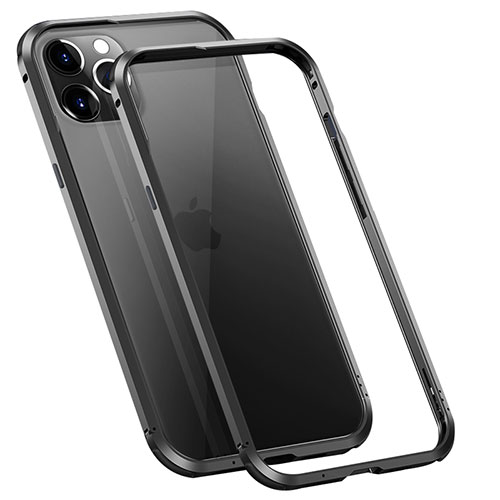 Luxury Aluminum Metal Frame Cover Case T02 for Apple iPhone 12 Pro Max Black