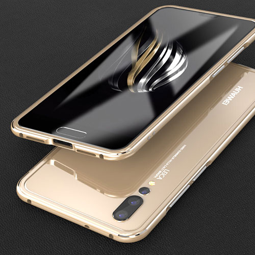 Luxury Aluminum Metal Frame Cover Case T02 for Huawei P20 Pro Gold
