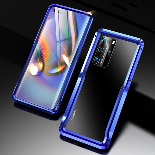 Luxury Aluminum Metal Frame Cover Case T02 for Huawei P40 Pro Blue