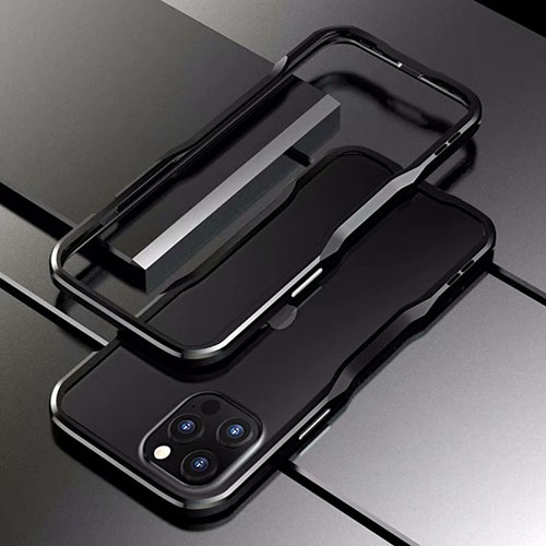 Luxury Aluminum Metal Frame Cover Case T03 for Apple iPhone 12 Pro Black