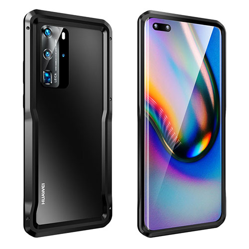 Luxury Aluminum Metal Frame Cover Case T03 for Huawei P40 Pro Black
