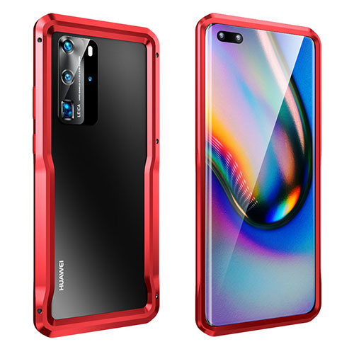 Luxury Aluminum Metal Frame Cover Case T03 for Huawei P40 Pro Red
