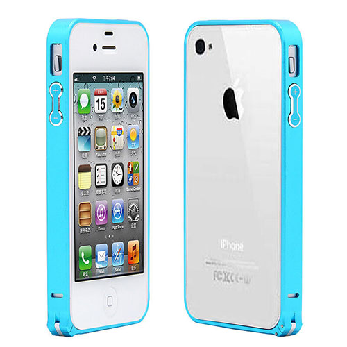 Luxury Aluminum Metal Frame Cover for Apple iPhone 4S Sky Blue