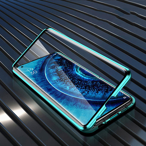Luxury Aluminum Metal Frame Mirror Cover Case 360 Degrees A01 for Oppo Find X2 Pro Green
