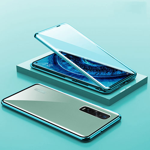 Luxury Aluminum Metal Frame Mirror Cover Case 360 Degrees A02 for Oppo Find X2 Pro Green