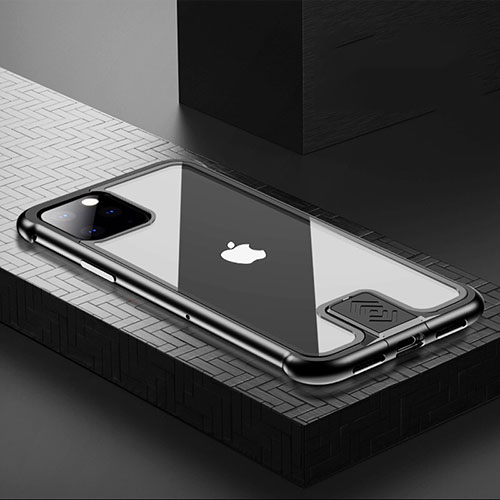 Luxury Aluminum Metal Frame Mirror Cover Case 360 Degrees for Apple iPhone 11 Pro Max Black