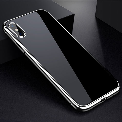 Luxury Aluminum Metal Frame Mirror Cover Case 360 Degrees for Apple iPhone X Silver