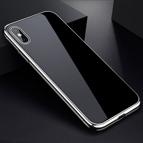 Luxury Aluminum Metal Frame Mirror Cover Case 360 Degrees for Apple iPhone Xs Max Silver