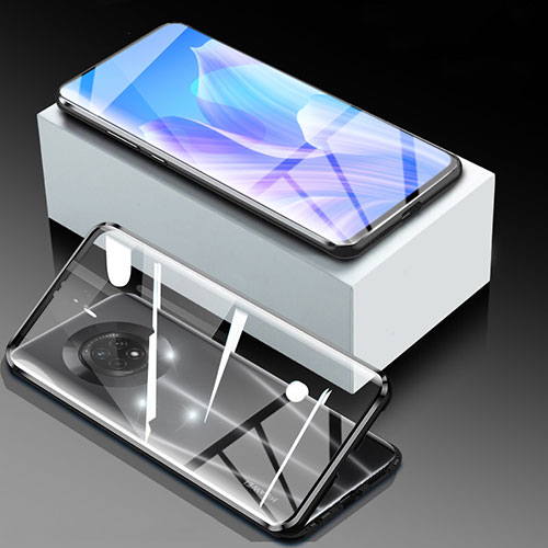 Luxury Aluminum Metal Frame Mirror Cover Case 360 Degrees for Huawei Enjoy 20 Plus 5G Black