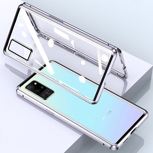 Luxury Aluminum Metal Frame Mirror Cover Case 360 Degrees for Huawei Honor Play4 Pro 5G Silver
