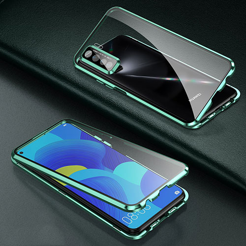 Luxury Aluminum Metal Frame Mirror Cover Case 360 Degrees for Huawei Nova 7 SE 5G Green