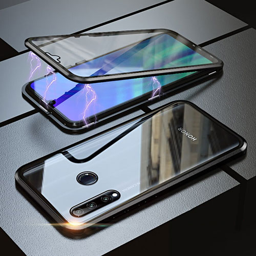 Luxury Aluminum Metal Frame Mirror Cover Case 360 Degrees for Huawei P Smart+ Plus (2019) Black