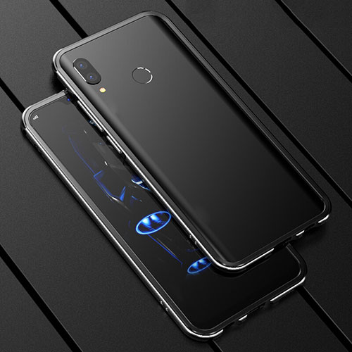 Luxury Aluminum Metal Frame Mirror Cover Case 360 Degrees for Huawei P Smart+ Plus Black