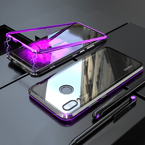 Luxury Aluminum Metal Frame Mirror Cover Case 360 Degrees for Huawei P20 Lite Purple