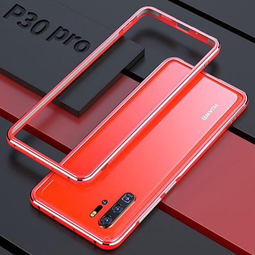 Luxury Aluminum Metal Frame Mirror Cover Case 360 Degrees for Huawei P30 Pro New Edition Red