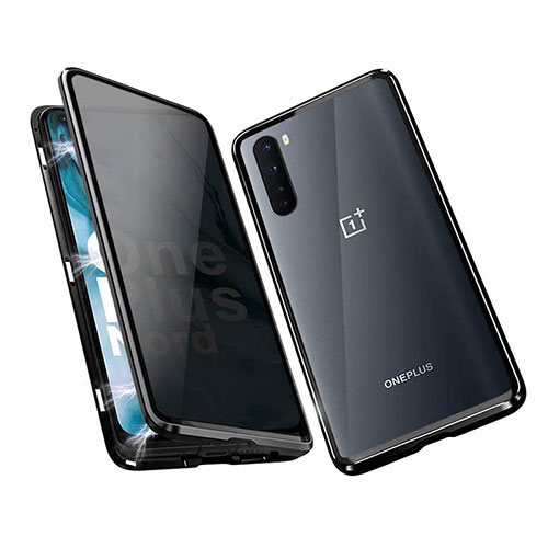 Luxury Aluminum Metal Frame Mirror Cover Case 360 Degrees for OnePlus Nord Black