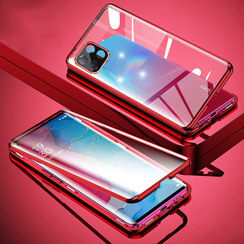 Luxury Aluminum Metal Frame Mirror Cover Case 360 Degrees for Oppo A73 5G Red