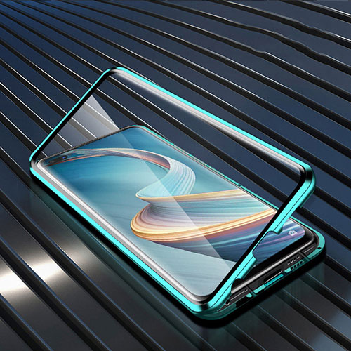 Luxury Aluminum Metal Frame Mirror Cover Case 360 Degrees for Oppo A92s 5G Green