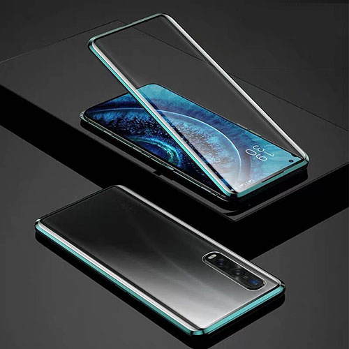 Luxury Aluminum Metal Frame Mirror Cover Case 360 Degrees for Oppo Find X2 Pro Green