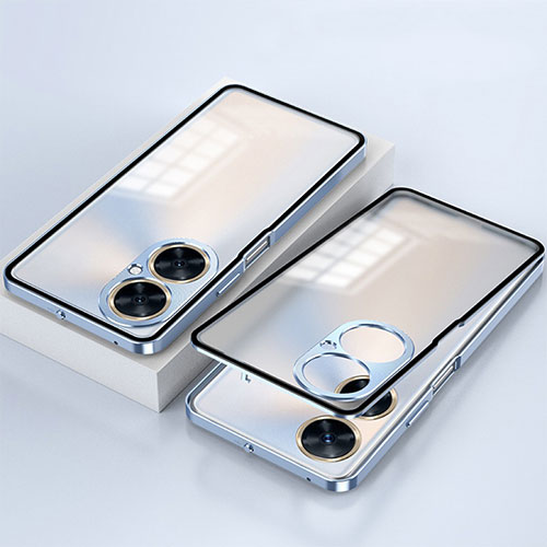 Luxury Aluminum Metal Frame Mirror Cover Case 360 Degrees for Oppo K11x 5G Blue