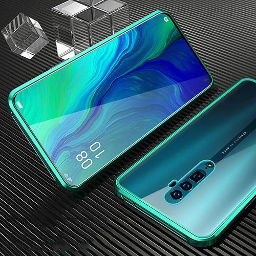 Luxury Aluminum Metal Frame Mirror Cover Case 360 Degrees for Oppo Reno 10X Zoom Green