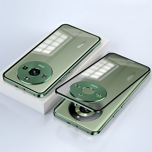 Luxury Aluminum Metal Frame Mirror Cover Case 360 Degrees for Realme 11 Pro+ Plus 5G Green