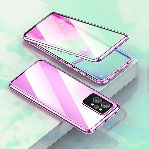 Luxury Aluminum Metal Frame Mirror Cover Case 360 Degrees for Realme GT Neo 3T 5G Purple