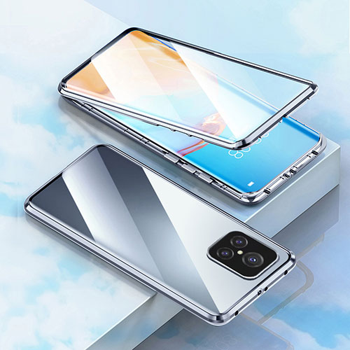 Luxury Aluminum Metal Frame Mirror Cover Case 360 Degrees for Realme GT2 Master Explorer Silver