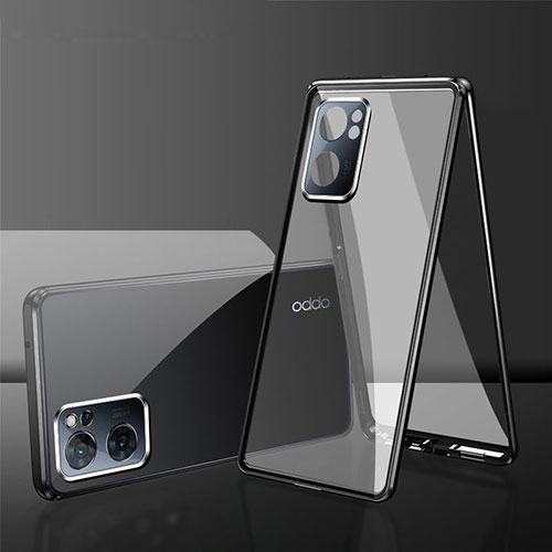 Luxury Aluminum Metal Frame Mirror Cover Case 360 Degrees for Realme V23 5G Black