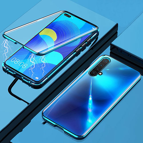 Luxury Aluminum Metal Frame Mirror Cover Case 360 Degrees for Realme X50 5G Blue