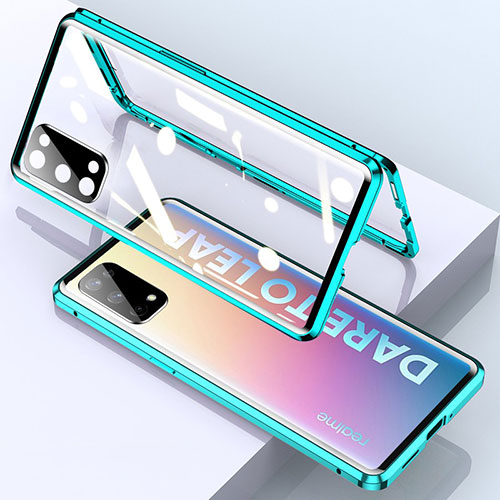 Luxury Aluminum Metal Frame Mirror Cover Case 360 Degrees for Realme X7 Pro 5G Green