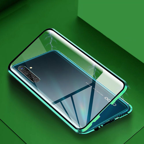 Luxury Aluminum Metal Frame Mirror Cover Case 360 Degrees for Realme XT Green