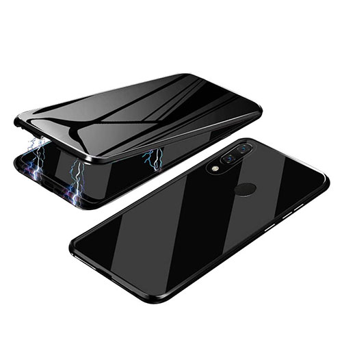 Luxury Aluminum Metal Frame Mirror Cover Case 360 Degrees for Samsung Galaxy A30 Black