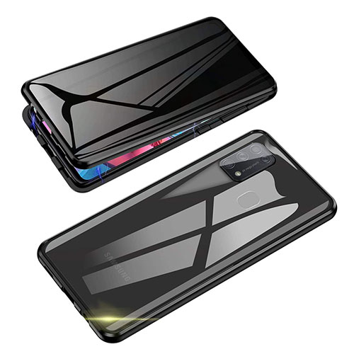 Luxury Aluminum Metal Frame Mirror Cover Case 360 Degrees for Samsung Galaxy M30s Black